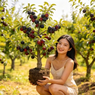 黑布林大李子树苗南方北方地栽果树盆栽嫁接甜脆脱骨早熟当年结果