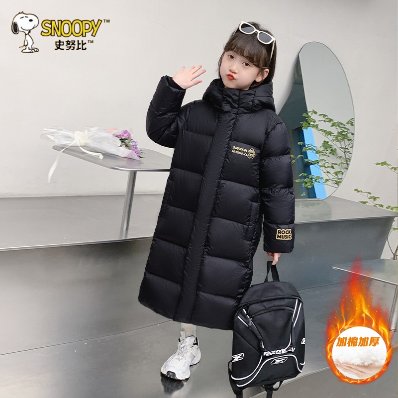 史努比女童棉服冬季新款儿童冬装棉袄外套中大童加厚长款羽绒棉衣