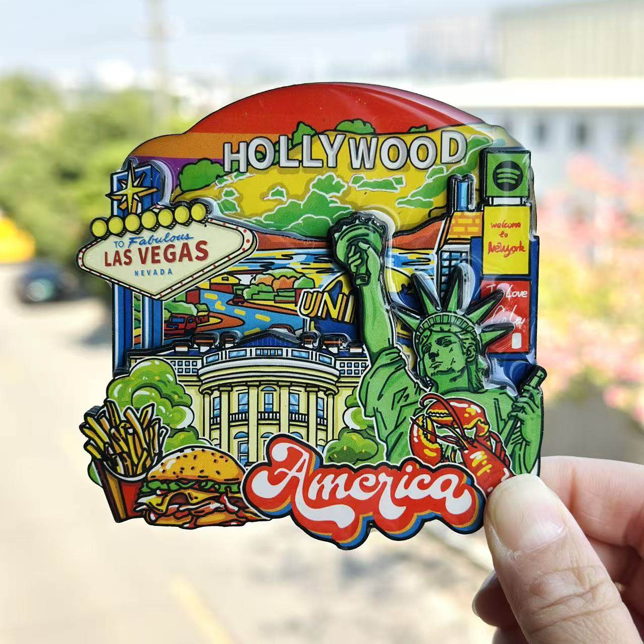 【美国】美国文创冰箱贴磁贴旅游纪念品伴手礼木质纽约好莱坞