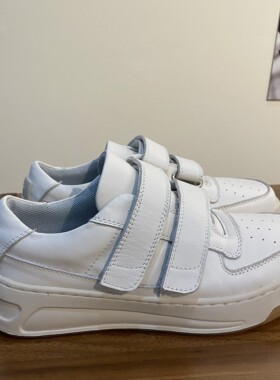 欧货笑脸魔术贴小白鞋真皮透气耐磨防滑厚底休闲板鞋经典百搭女鞋