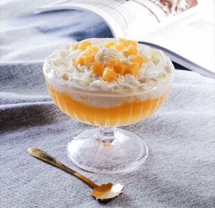 夏季 水果酸奶昔杯高脚玻璃杯冰激凌碗水果捞甜品碗冷饮果汁杯子