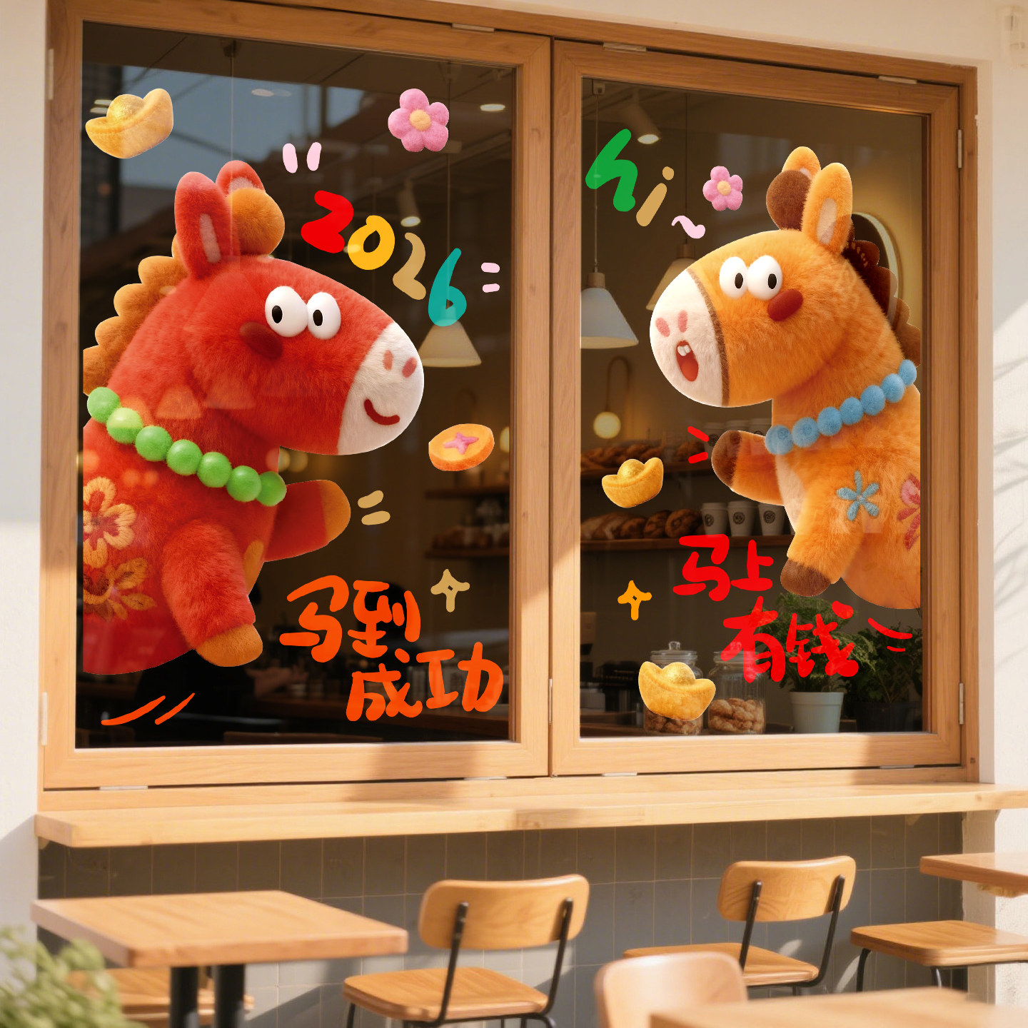 2026新款马年新年装饰对联春节福字新年装饰窗贴新年祝福节日装扮