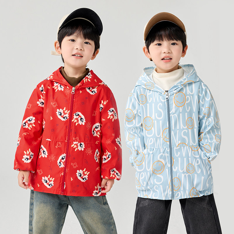 秋冬儿童防水罩衣长袖男孩羽绒服防脏拉链护衣画画围裙宝宝吃饭衣
