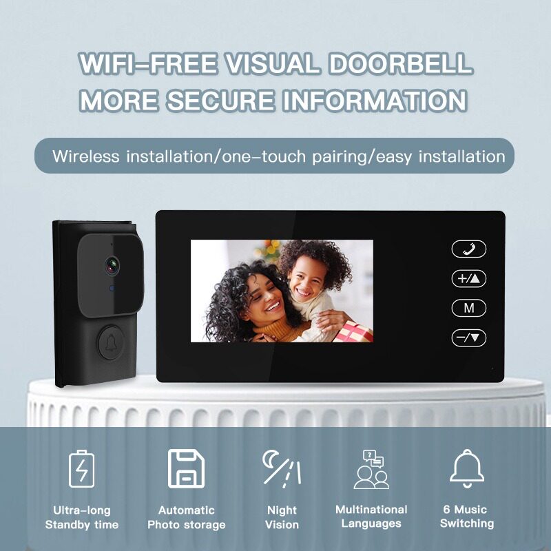 Video Doorbell 4.3 Inch Audio Intercom  Doorbell Camera