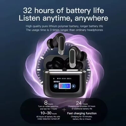 Wireless Headphones LCD Touch Bluetooth Earphone TWS Headset