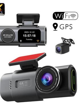 4K Dashcam Camera Recorder GPS Wifi 24H Parking Dual Lens