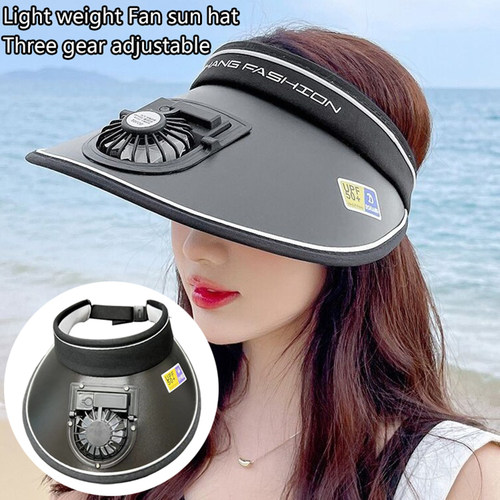 Outdoor Hat Summer Large Brim USB Charging Fan Sun Visor