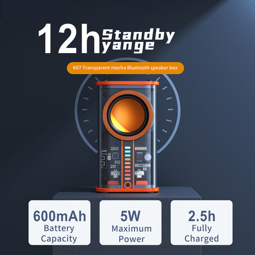 Transparent Mecha Bluetooth Speaker TWS Connection Mini Subw