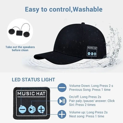 Hat with Bluetooth Speaker, Bluetooth Earbuds Outdoor Listen