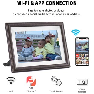 WiFi Digital Photo Frame 10 inch Touch Screen HD Display Woo