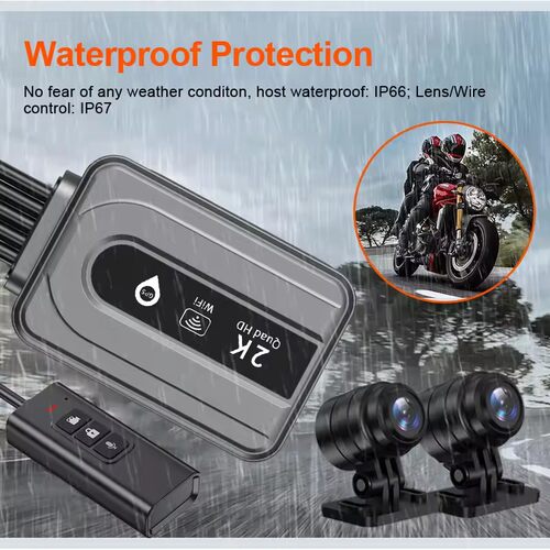 Dual 2K Motorcycle DVR WiFi Camera Dash Cam Black Box