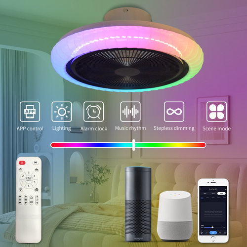Smart Ceiling Fan LED Light Tuya Lamp RGB Bluetooth Speaker