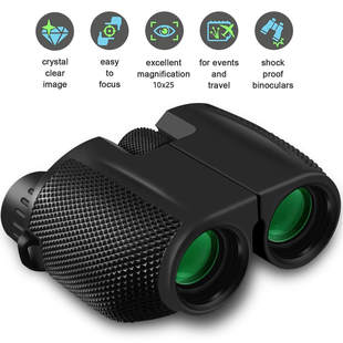 10X25 Mini Binoculars for Adults and Kids with Weak Light Ni