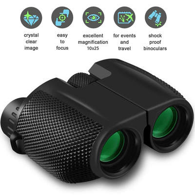 10X25 Mini Binoculars for Adults and Kids with Weak Light Ni