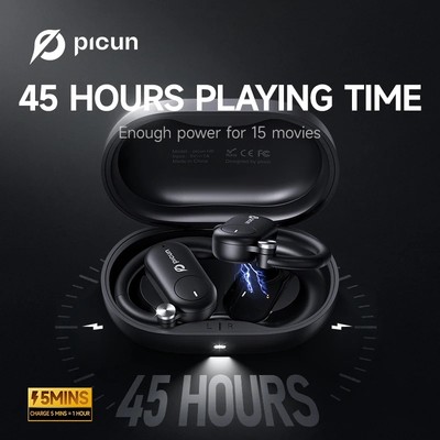 Picun H6 Adjustable Open Ear Headphones, 45H Playing Time Bu