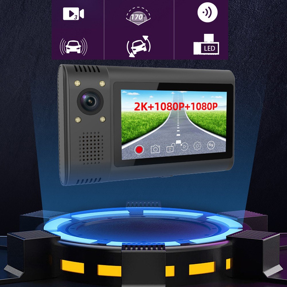 3 Cameras Dash Cam Parking Monitoring Clear Car Car Video