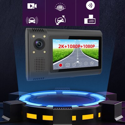 3 Cameras Dash Cam Parking Monitoring Clear Car Car Video