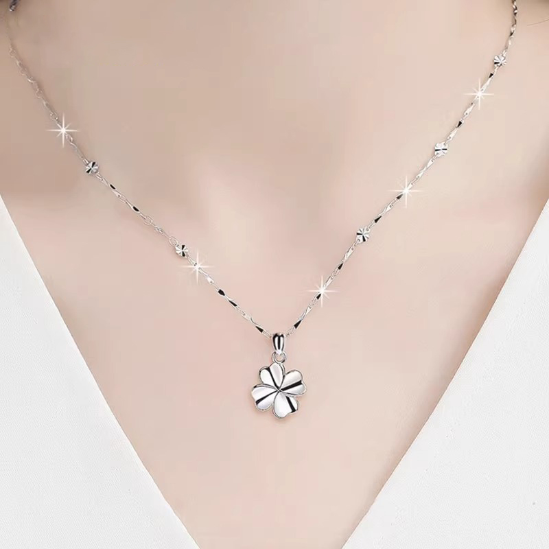 四叶草PT999铂金项链莫桑石轻奢小众高级感七夕节生日礼物送女友