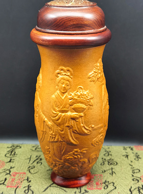 丰一阁精品天津名家范制花模提篮仕女棒子蝈蝈葫芦叫罐鸣虫用具