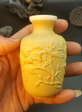 丰一阁精品猛犸圈口花模喜上眉梢圆瓶鼻烟壶瓶摆件葫芦匏器手把件