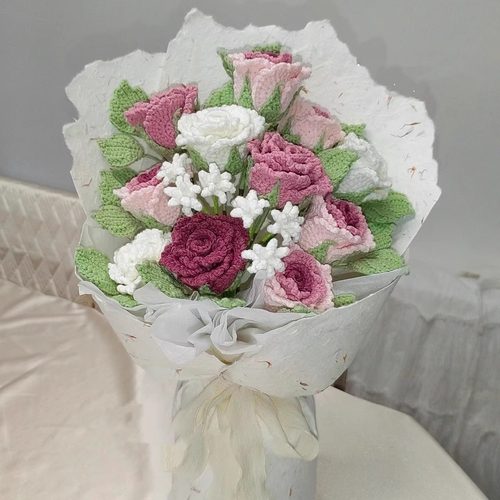 毛线自制手工编织diy花束材料包