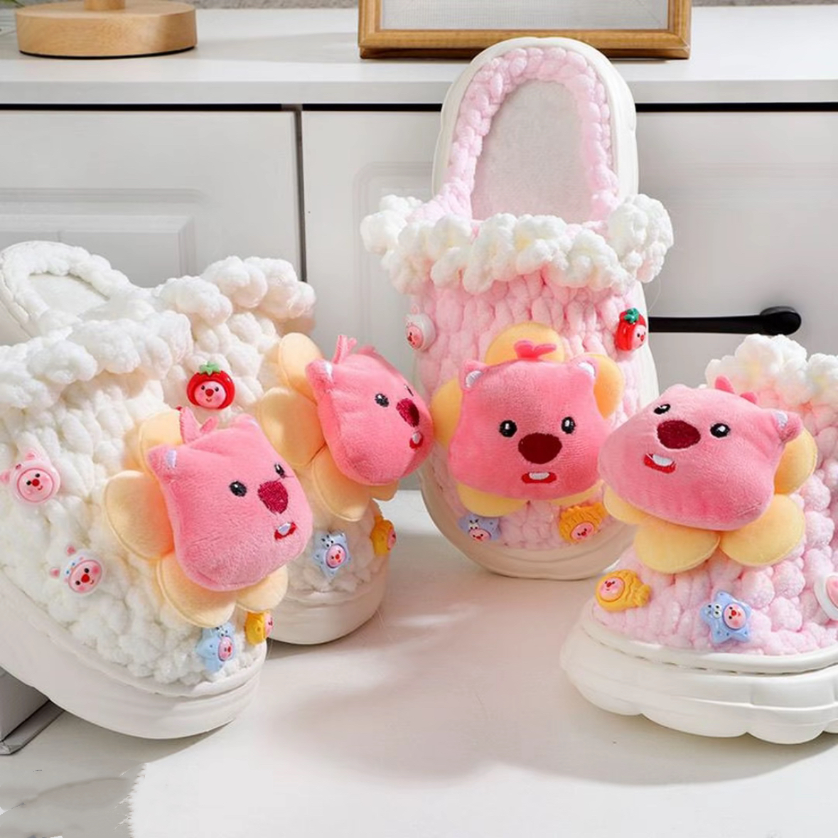 露比拖鞋diy材料包自制冰条线钩织居家保暖棉鞋成品送女朋友