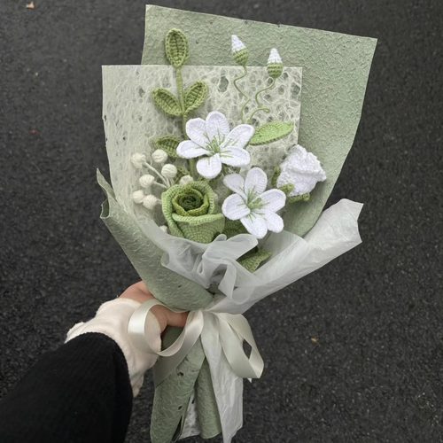 创意毛线钩织薄荷曼波花朵材料包