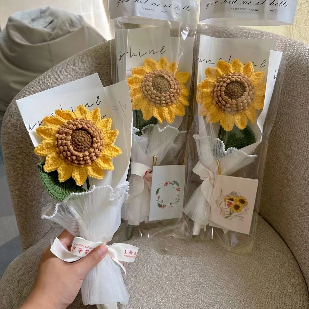 教师节手工编织毛线向日葵