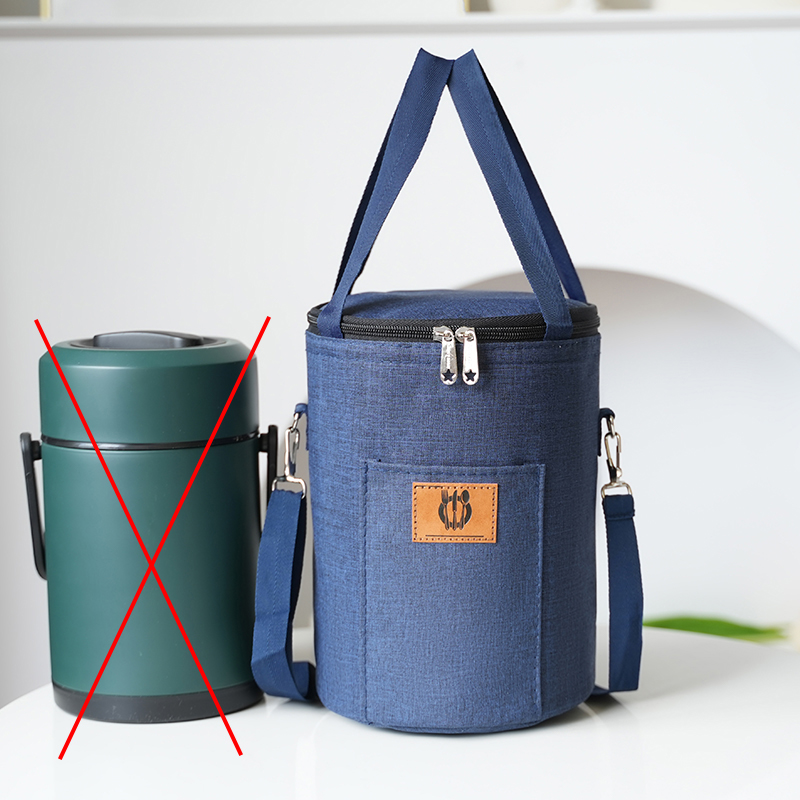 保温饭盒袋子手提饭兜铝箔加厚防水学生上班族圆形饭桶便携便当包