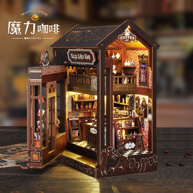 佳特DIY书立魔力咖啡店手工小屋拼装木制模型摆件创意生日礼物女