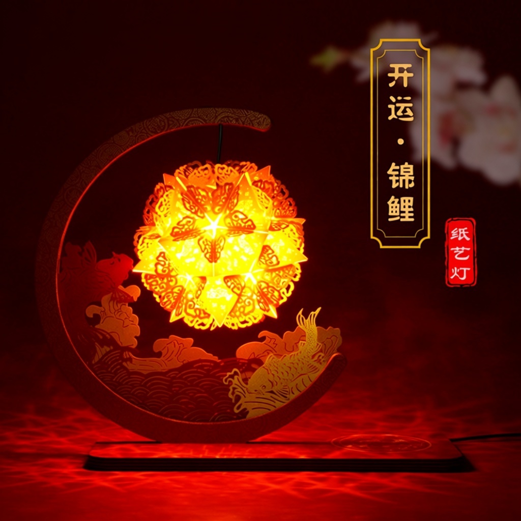 故宫淘宝开运锦鲤纸雕小夜灯礼物