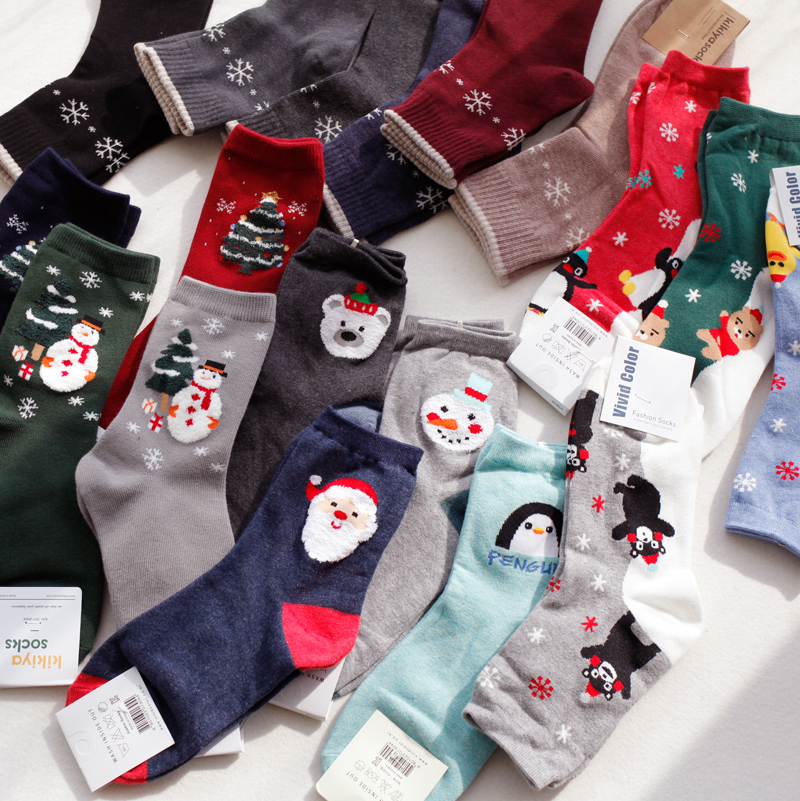 东大门韩国雪花全棉保暖短袜子