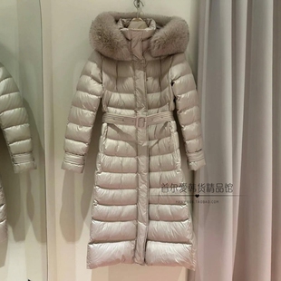 double j韩国代购狐狸毛领修身长款羽绒服 冬季加厚保暖鸭绒外套