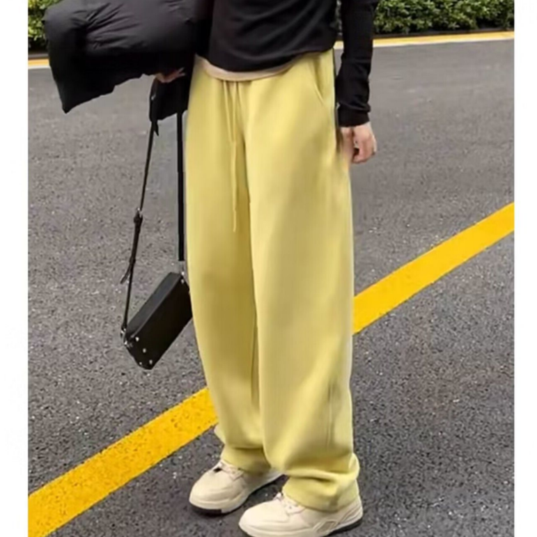 2025新款秋款小众设计极简宽松显瘦休闲裤纯色高腰阔腿弯刀拖地裤,女装/女士精品,卫裤,淘宝优惠券,粉丝福利购,淘宝优惠卷