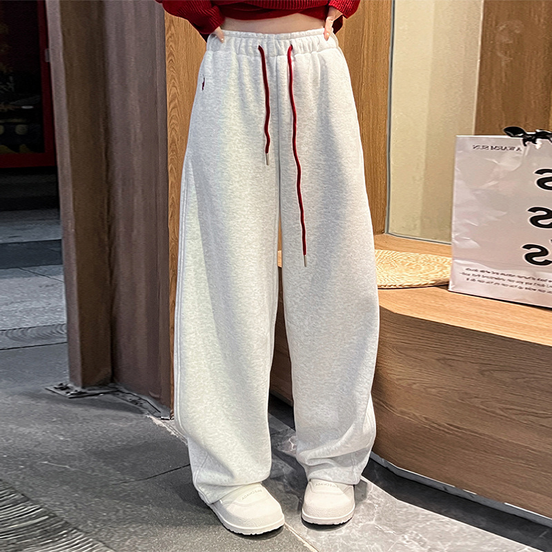 韩系秋冬加绒加厚新款阔腿裤