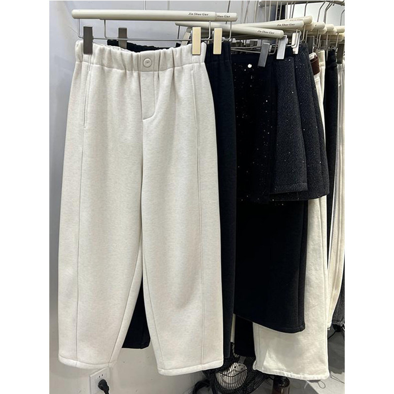 2025新款韩版加绒加厚豌豆裤休闲松紧腰哈伦裤女奶奶裤九分裤子,女装/女士精品,卫裤,淘宝优惠券,粉丝福利购,淘宝优惠卷