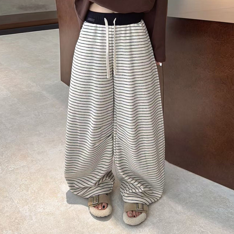 慵懒风加绒加厚高腰毛巾裤卫裤