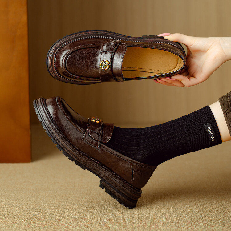 全牛皮~山茶花内增高乐福鞋女2025春新款厚底小码小皮鞋单鞋32码,女鞋,乐福鞋（豆豆鞋）,淘宝优惠券,粉丝福利购,淘宝优惠卷