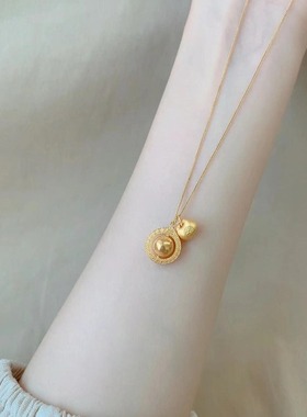 古法吸金星小胖福项链女vintage轻奢设计颈链时尚小众气质锁骨链