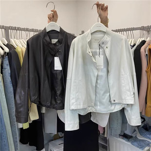 2024年春秋装 复古立领拉链PU皮外套女皮衣气质百搭机车皮夹克 新款