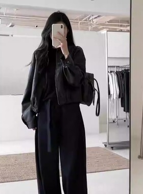 黑色皮衣外套女2024新款春秋款小个子短款机车服美式复古pu皮夹克