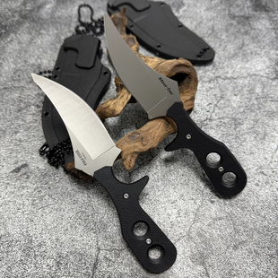 户外露营刀不锈钢一体成型水果刀黑柄EDC刀便携带鞘小刀园艺刀具