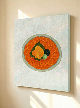 无框画Lilou日式鱼籽盖饭装饰画日料美食ins风餐厅厨房墙面挂画