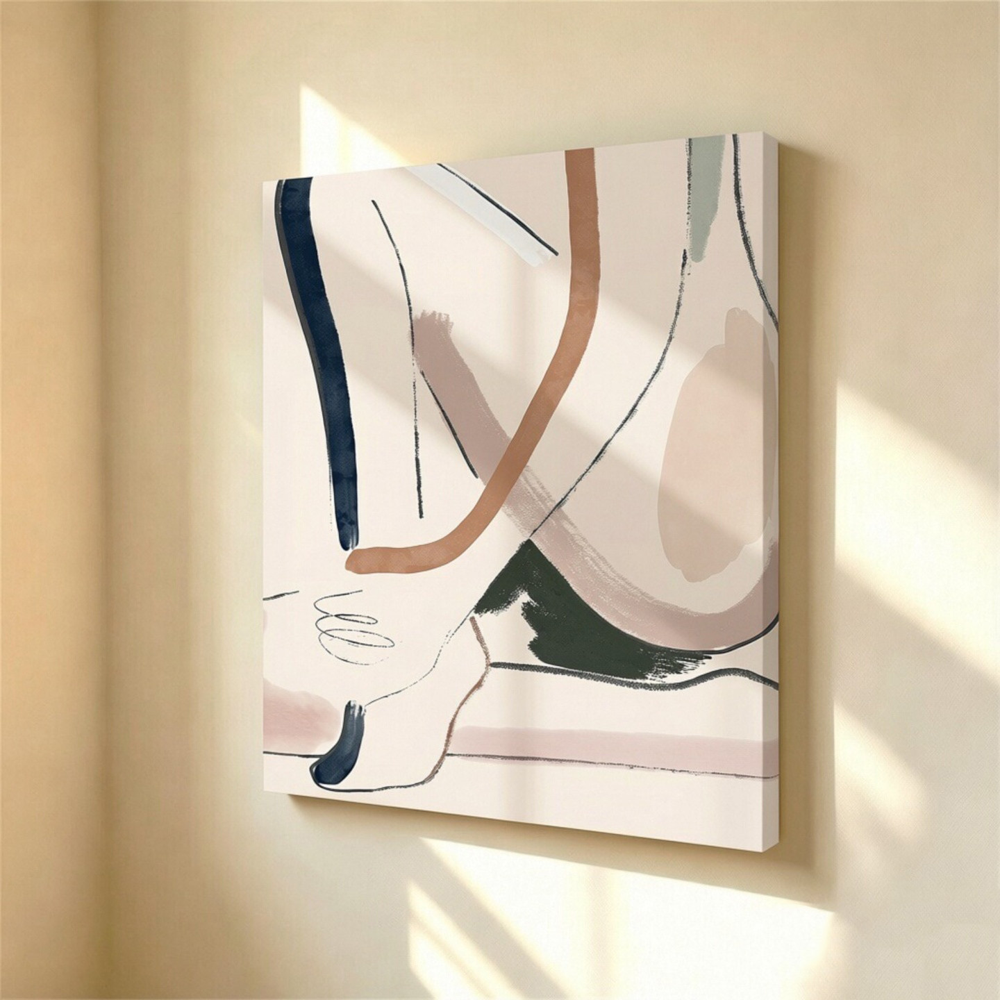 无框画KitAgar北欧抽象人物线条莫兰迪色块艺术卧室客厅装饰挂画