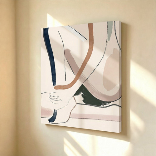 无框画KitAgar北欧抽象人物线条莫兰迪色块艺术卧室客厅装饰挂画
