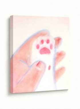 无框画Lilou浅粉猫爪治愈温柔餐厅少女软萌卧室客厅装饰画挂画