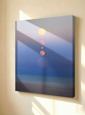 无框画Navina蓝紫渐变海垂直排列星月客厅玄关小众背景墙装饰画