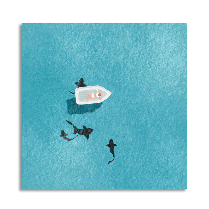 【底价捡漏】插画师YuDam复刻版画高级极简风宁静客厅装饰画挂画