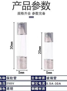 5*20 6*30玻璃保险管/保险 250V F0.75A F200ma T250ma T3.15ma