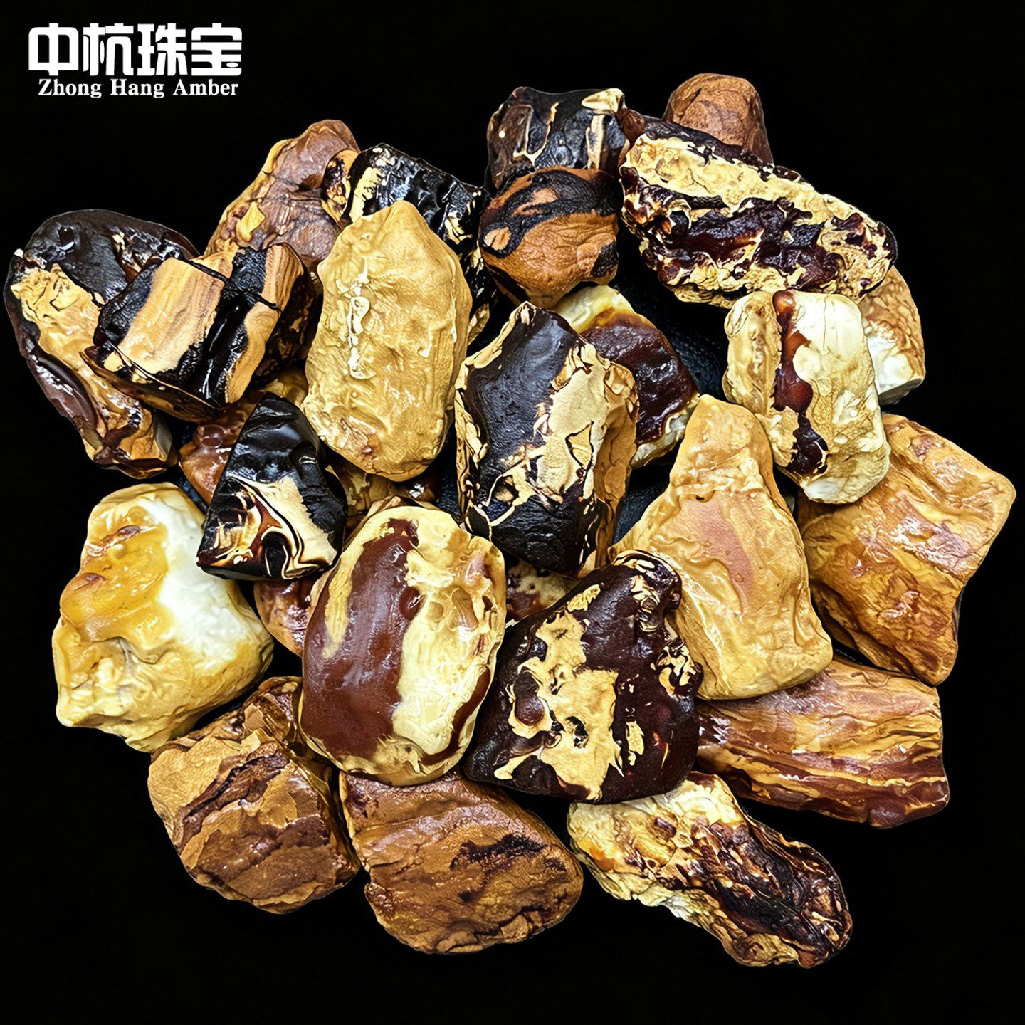 中杭蜜蜡原石原矿料金瓷白全皮琥珀老蜜蜡彩沁圆珠桶挂件吊坠牌子